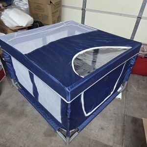 Navy Blue Doggy Playpen with Mesh Sides